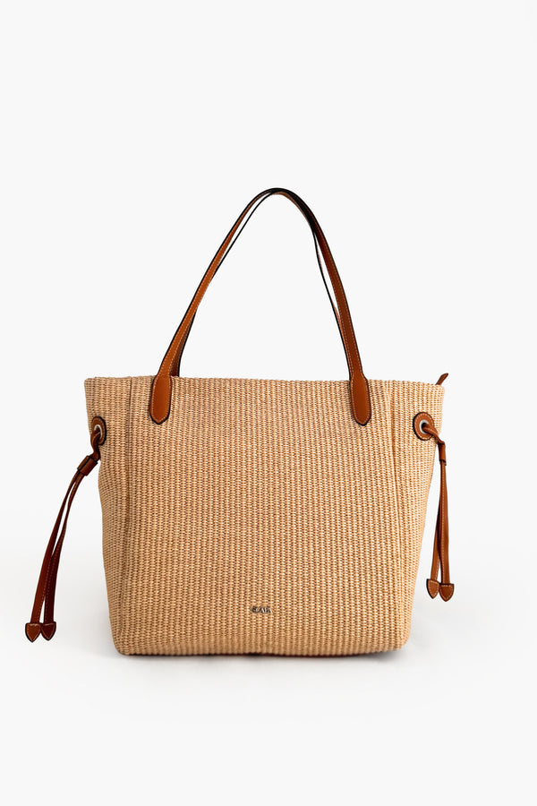 RAFFIA BAG WITH LEATHER DETAILS LIO - BAGS - SCAPA FASHION - SCAPA OFFICIAL