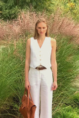 ITALIAN LINEN WHITE WAISTCOAT JANE