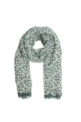 LINEN FLORAL SHAWL BASIL - - SCAPA FASHION - SCAPA OFFICIAL