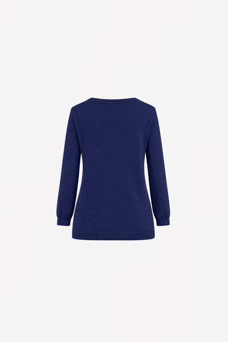 V-NECK PULL CLARICE - WHITE/NAVY/LIGHT BLUE - PULLS - SCAPA FASHION - SCAPA OFFICIAL