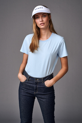 SHORT SLEEVE COTTON T-SHIRT GISELLE- WHITE/AZURE/NAVY - Shirts - SCAPA FASHION - SCAPA OFFICIAL