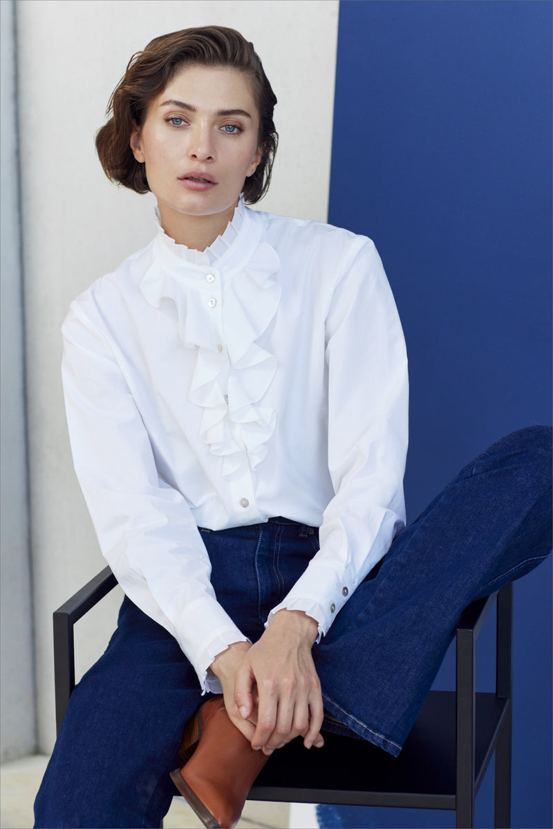 COTTON RUFFLED SHIRT  CLAUDETTE - SHIRTS - SCAPA FASHION - SCAPA OFFICIAL