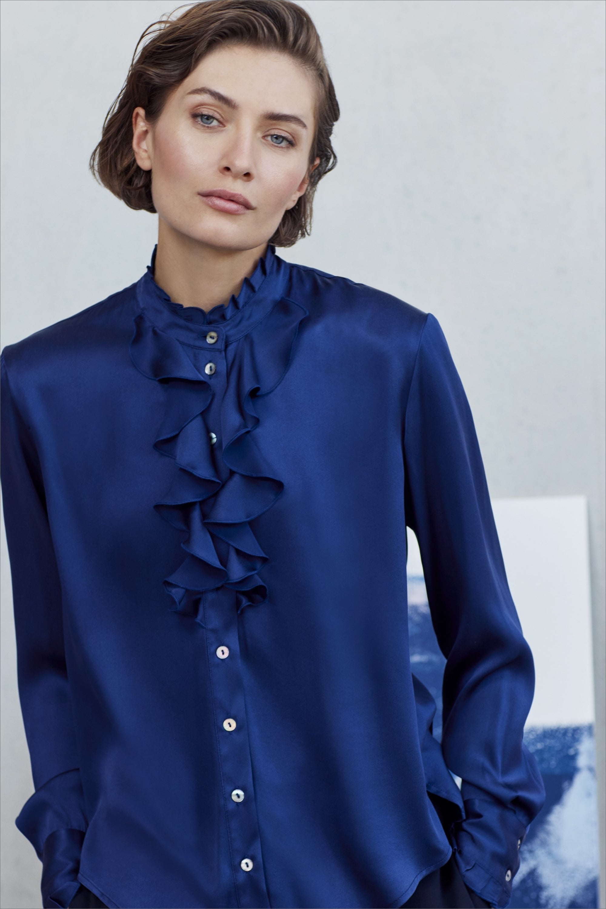 ITALIAN SILK RUFFLED SHIRT CLAUDETTE