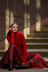 WOOL TARTAN MAXI SKIRT OSCAR - SKIRTS - SCAPA FASHION - SCAPA OFFICIAL