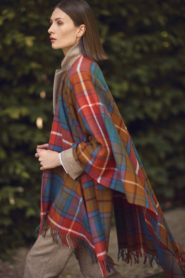 MERINO WOOL TRADITIONAL PLAID  SHAWL BUNTY