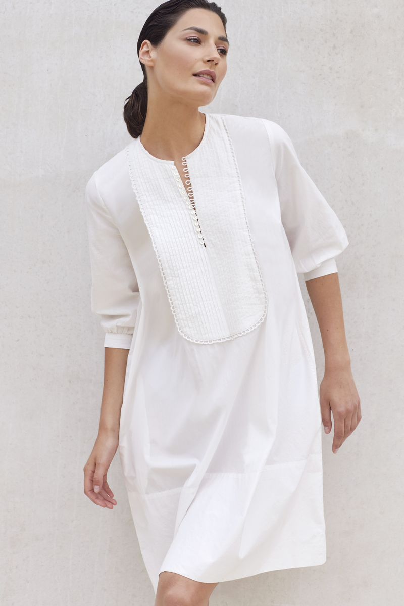 COTTON TUXEDO DETAIL DRESS VICTORIA - DRESSES - SCAPA FASHION - SCAPA OFFICIAL