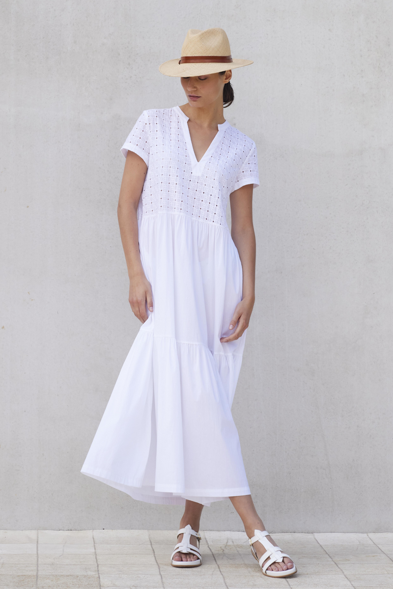 COTTON BRODERY DETAIL MAXI DRESS DAFFY - DRESSES - SCAPA FASHION - SCAPA OFFICIAL