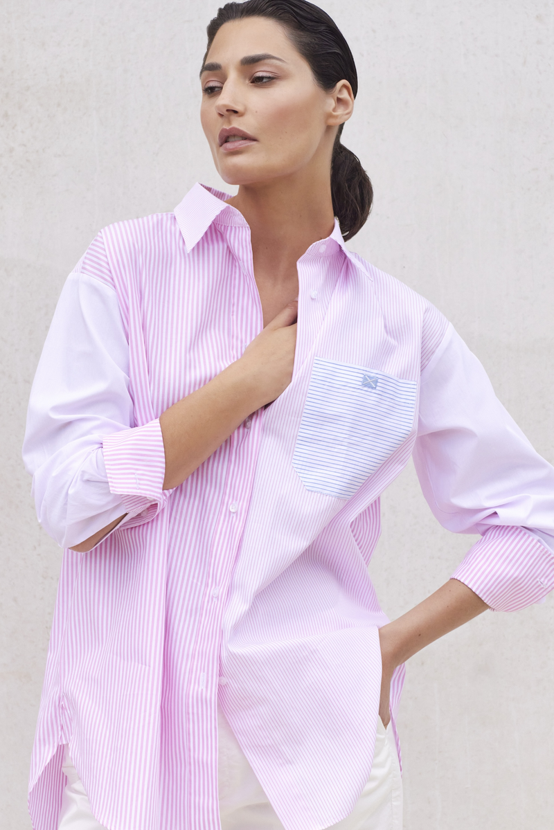 COTTON CONTRASTING STRIPES SHIRT IMAN - SHIRTS - SCAPA FASHION - SCAPA OFFICIAL