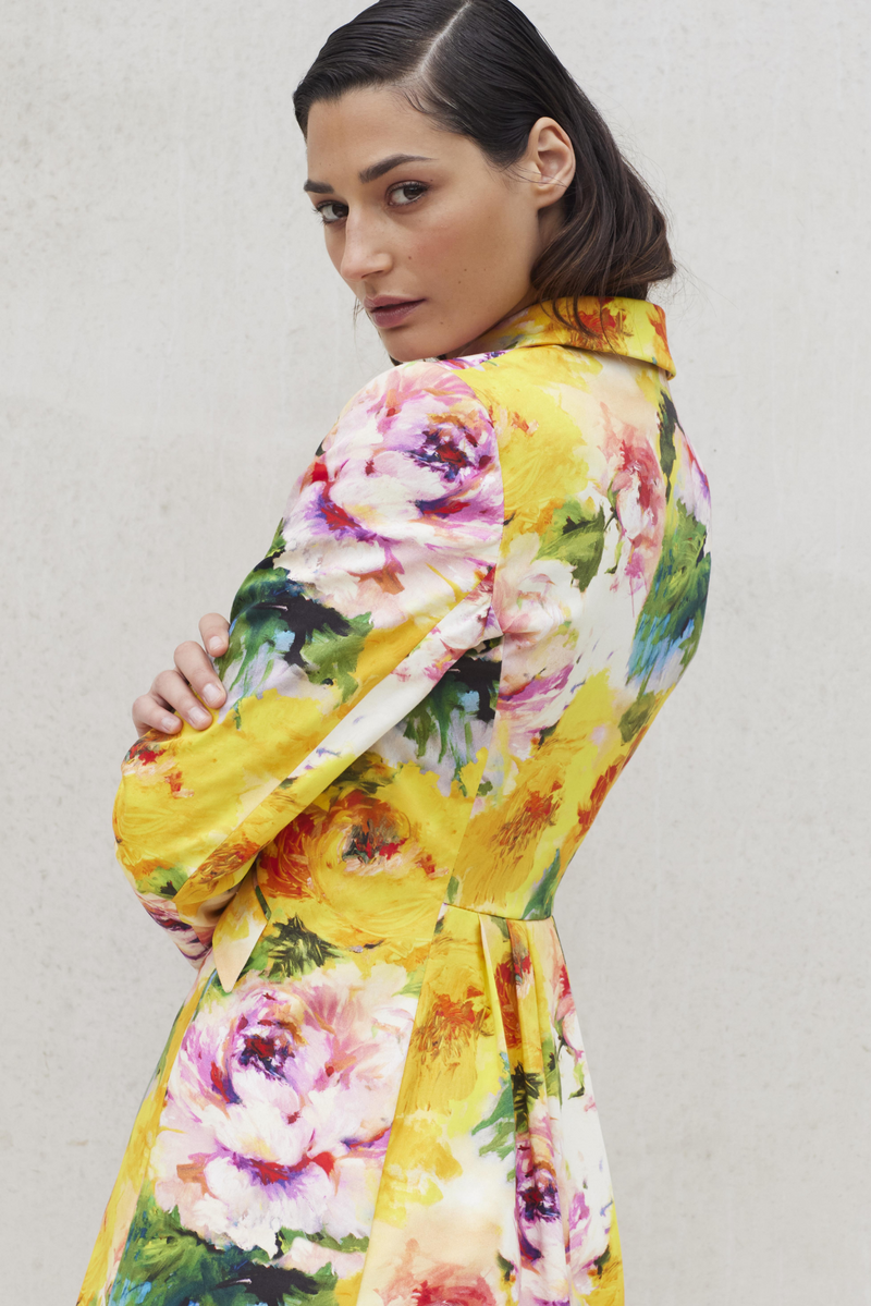 ITALIAN COTTON SATIN FLORAL JACKET RIVER - JACKETS - SCAPA FASHION - SCAPA OFFICIAL