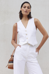 LINEN SINGLE-BREASTED WAISTCOAT JANE - JACKETS - SCAPA FASHION - SCAPA OFFICIAL