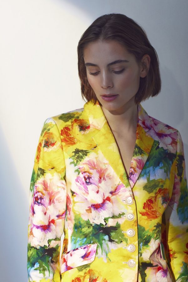 ITALIAN COTTON SATIN FLORAL JACKET RIVER - JACKETS - SCAPA FASHION - SCAPA OFFICIAL