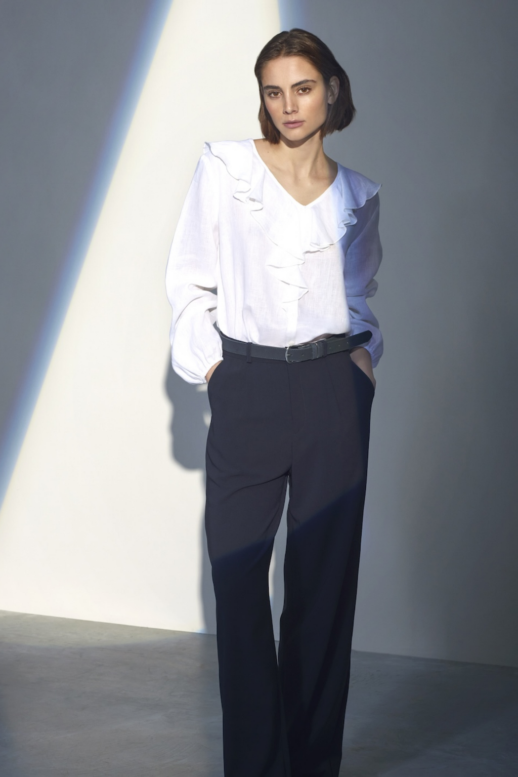 FINE LINEN RUFFLED SHIRT LAYLA - SHIRTS - SCAPA FASHION - SCAPA OFFICIAL