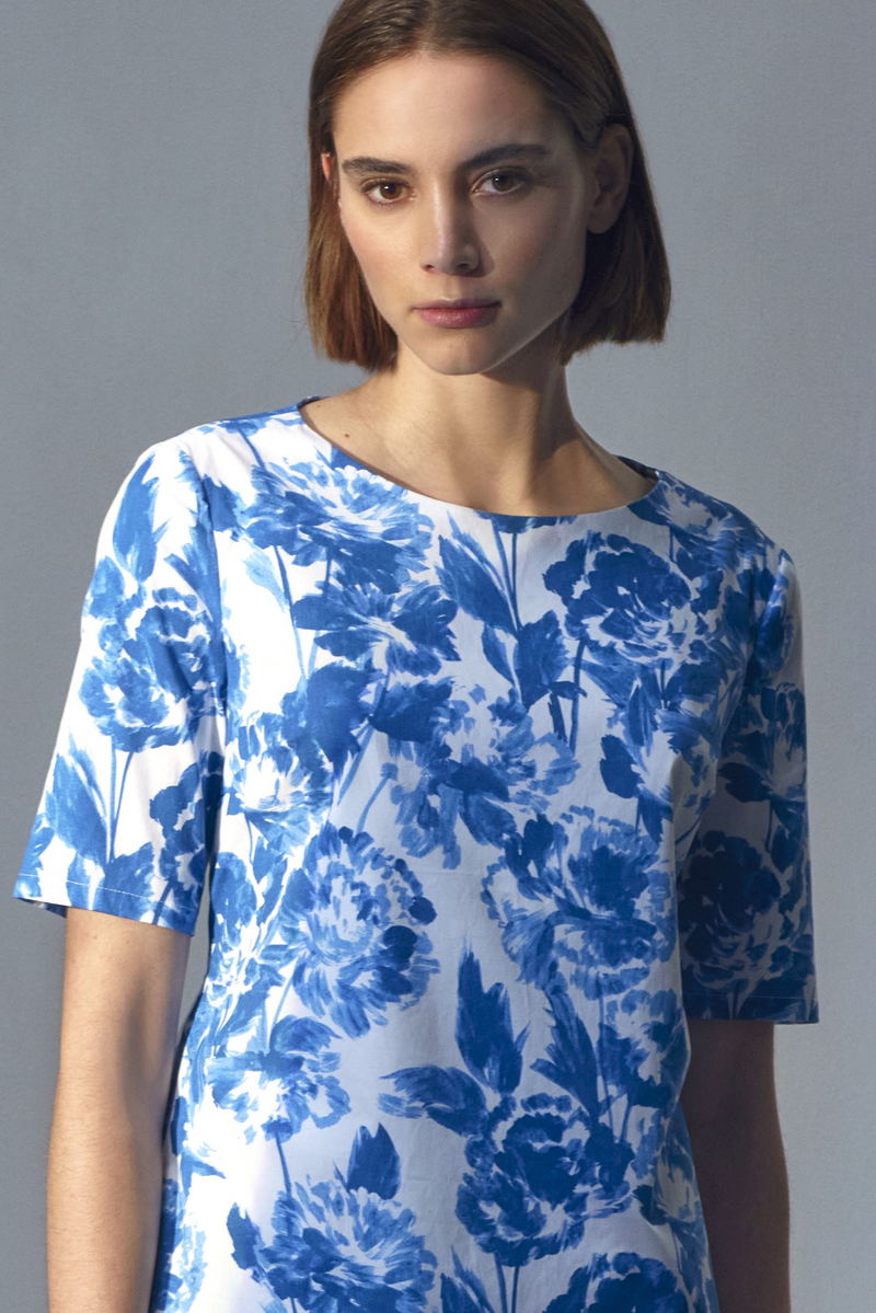 COTTON POPLIN FLORAL DRESS ACCHIMIA - DRESSES - SCAPA FASHION - SCAPA OFFICIAL