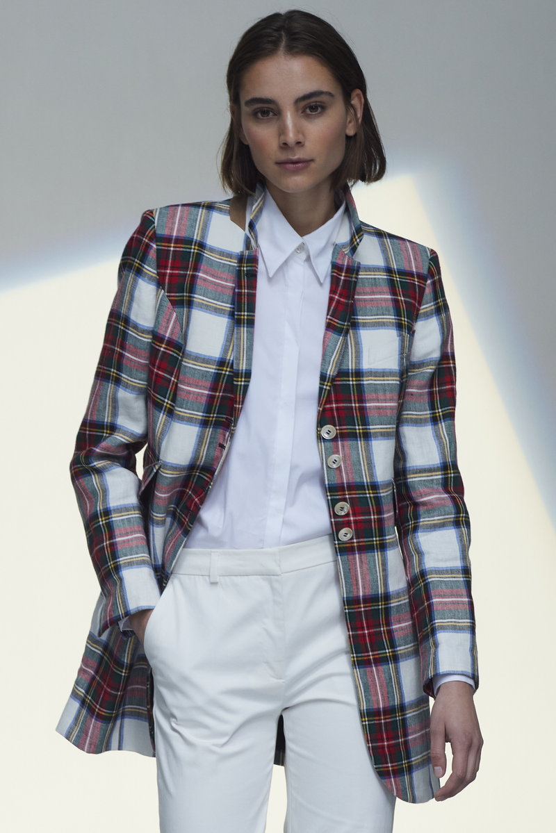 LINEN ROYAL TARTAN JACKET HALIFAX - JACKETS - SCAPA FASHION - SCAPA OFFICIAL