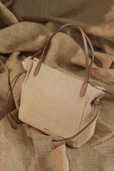 RAFFIA BAG WITH LEATHER DETAILS LIO - BAGS - SCAPA FASHION - SCAPA OFFICIAL