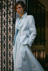 TAFFETA SKIRT ODINA - LIGHT BLUE AND WINE - SKIRTS - SCAPA FASHION - SCAPA OFFICIAL