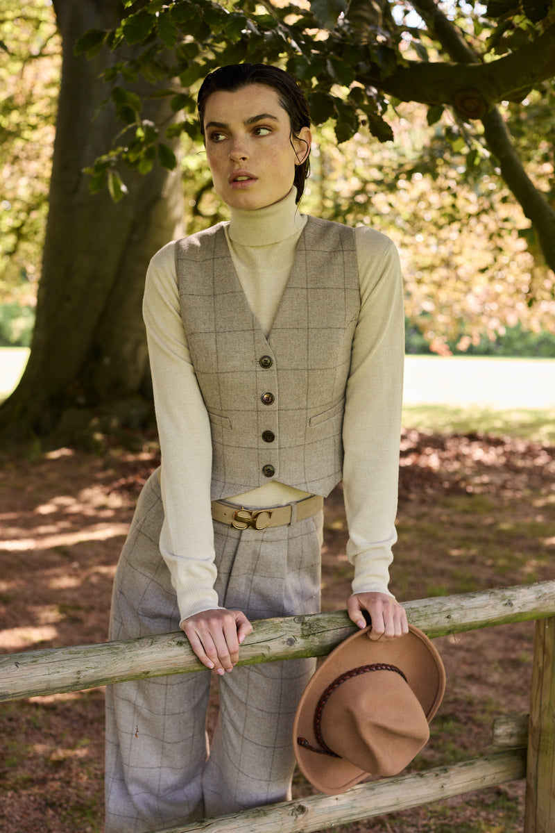 MERINO WOOL TURTLENECK PULL ROSE - SAND