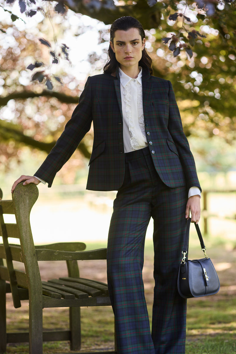 LEATHER HANDBAG MARTA - NAVY