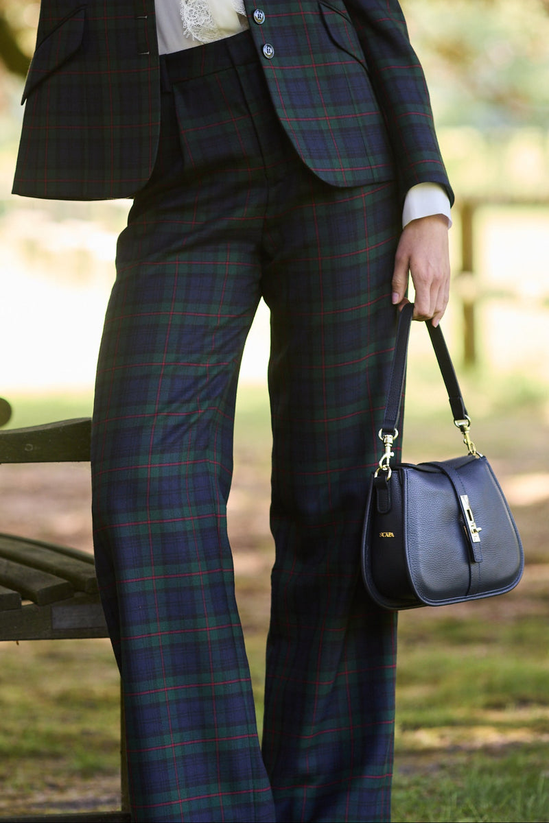 TROUSER JOLENE - WOOL CHECK NAVY