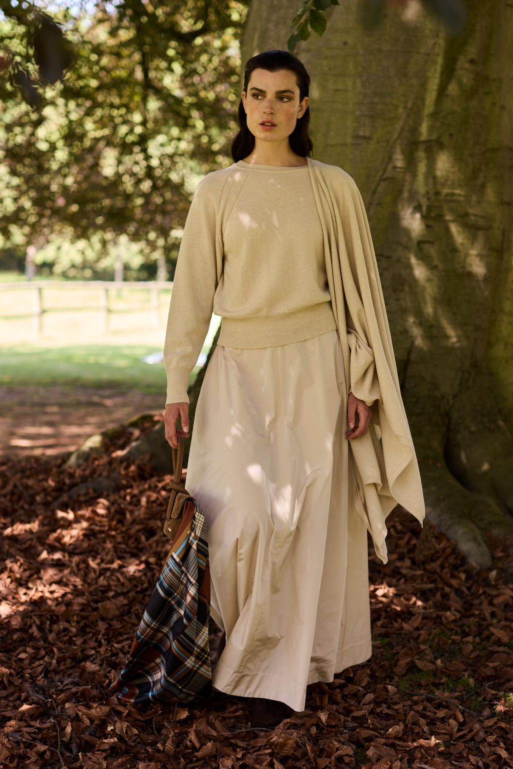TAFFETA SKIRT ODINA - LT. BEIGE