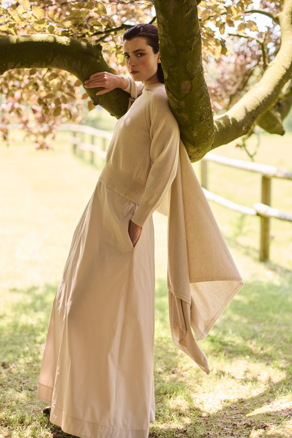 MERINO WOOL PONCHO PABLO - SAND