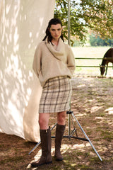 WOOL MINISKIRT DARLINGTON - NATURAL CHECK