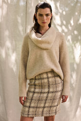 WOOL MINISKIRT DARLINGTON - NATURAL CHECK