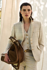 WOOL TROUSER JENNICE - MASTIC/TAUPE (kopie)