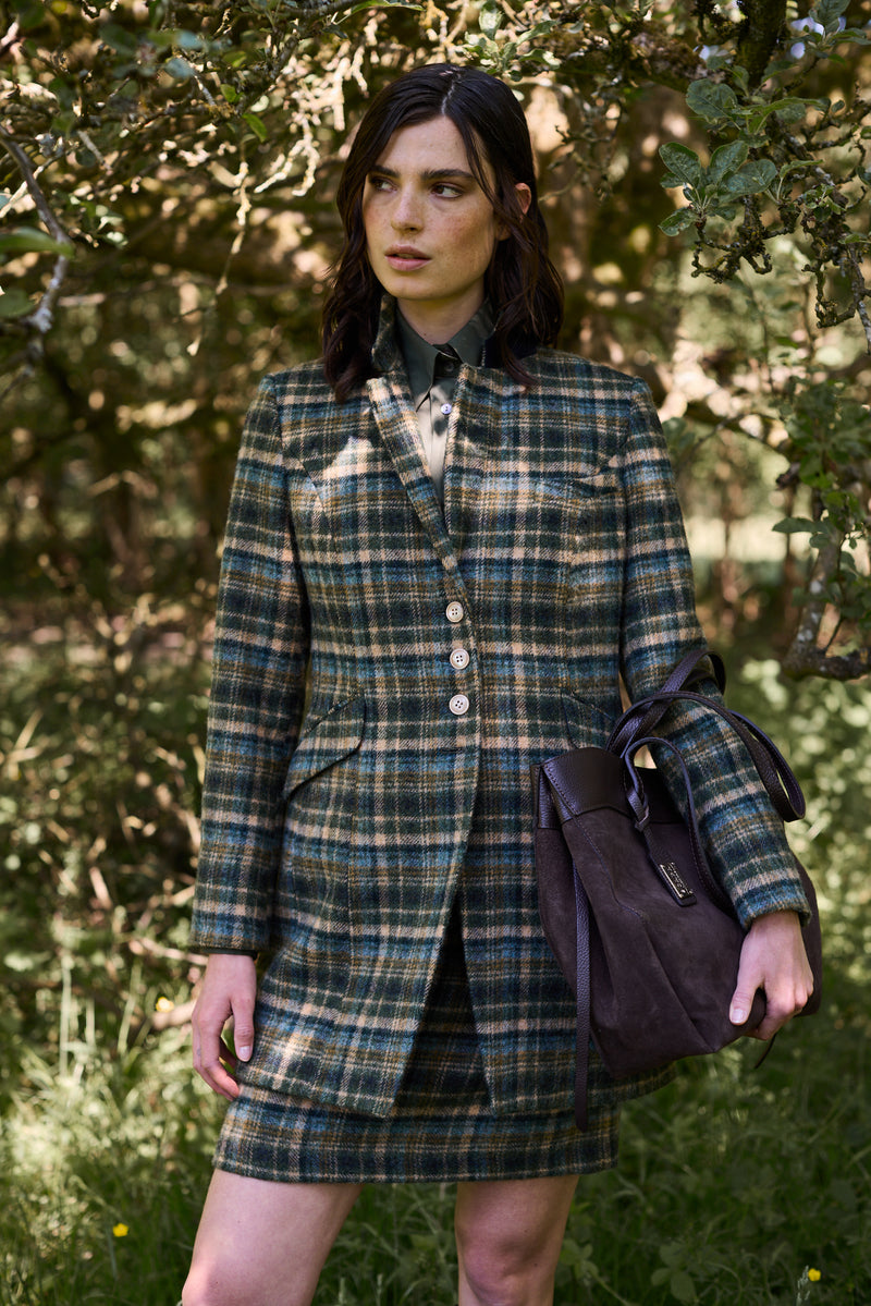 VIRGIN WOOL MINISKIRT DARLINGTON - PINE CHECK