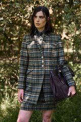VIRGIN WOOL MINISKIRT DARLINGTON - PINE CHECK