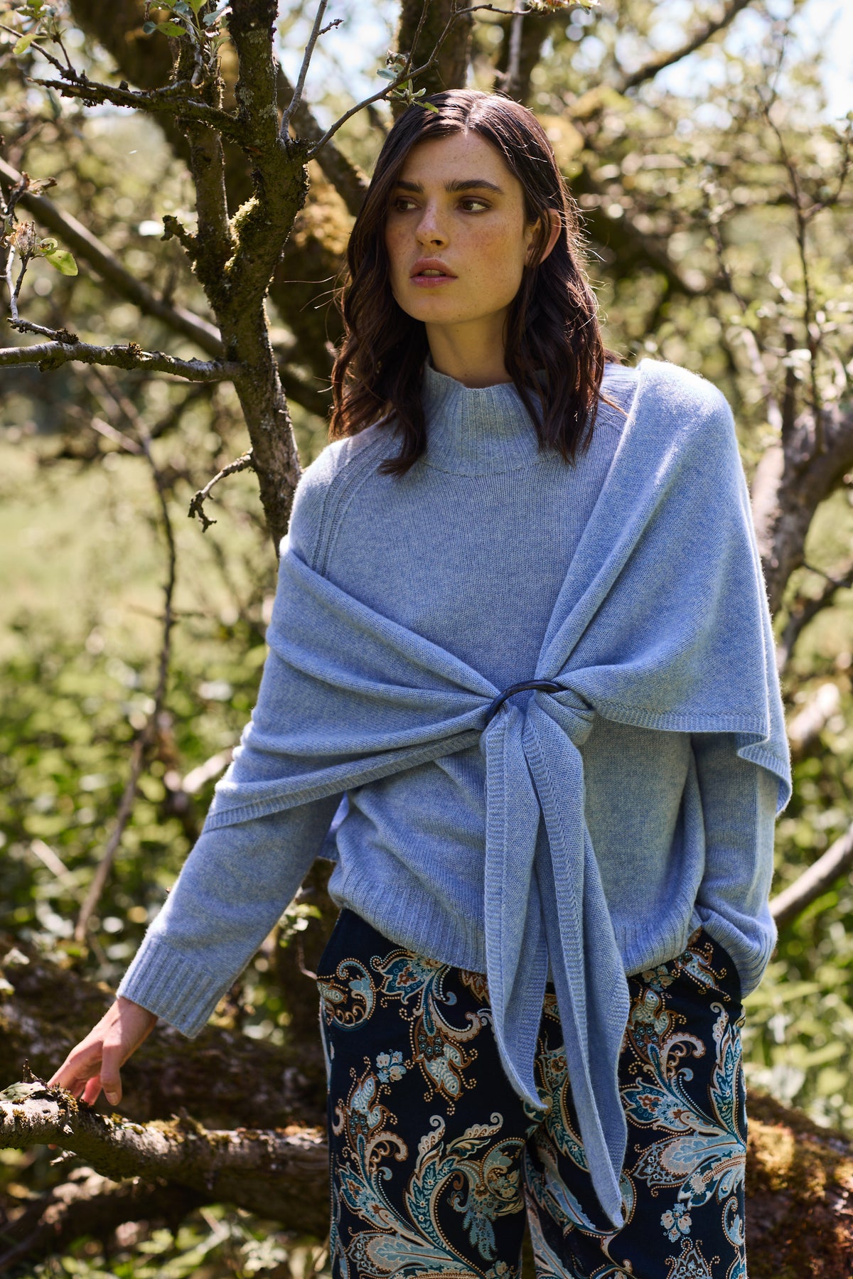 CASHMERE WOOL SCARF NAOMI - SKY - ACCESSOIRES - SCAPA FASHION - SCAPA OFFICIAL