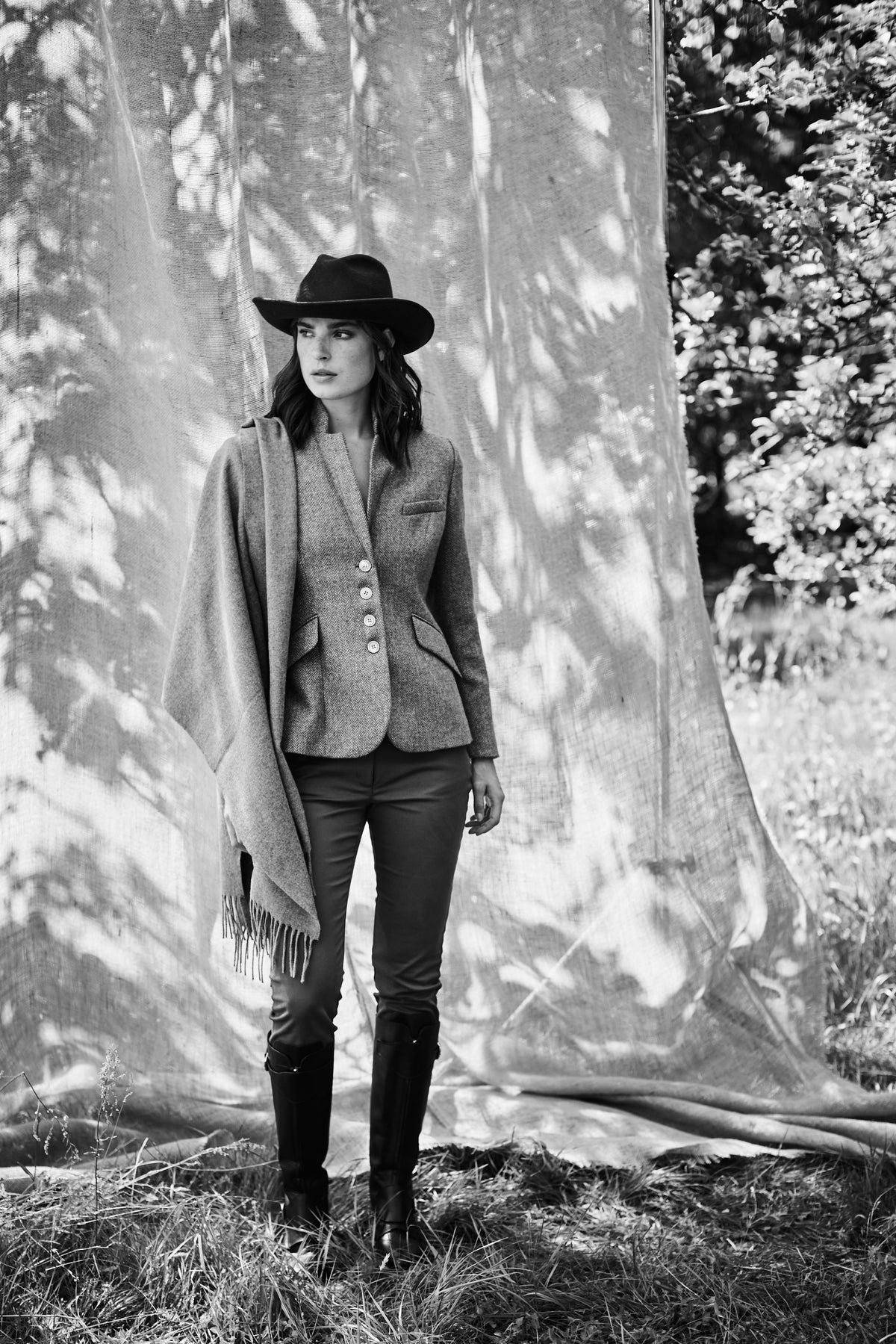 MERINO WOOL SHAWL PONCHO  DOMINIQ - NATURAL