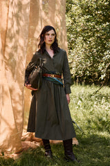 TAFFETA DRESS SERINA - DARK OLIVE