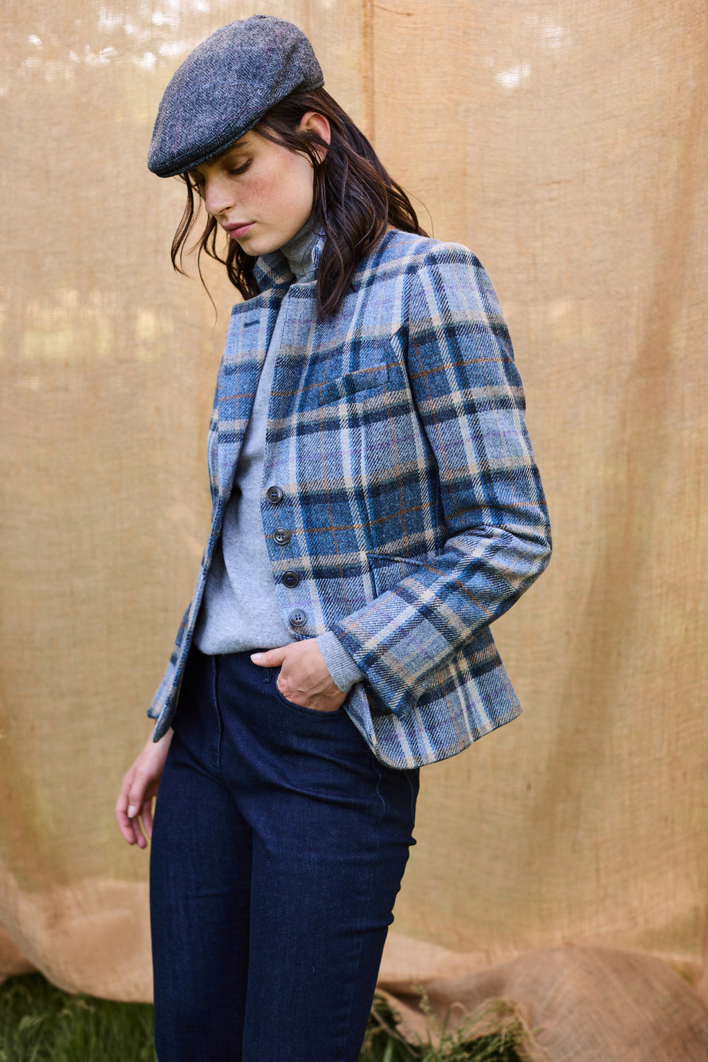 WOOL JACKET HAYWORTH - CHECK DARK SKY