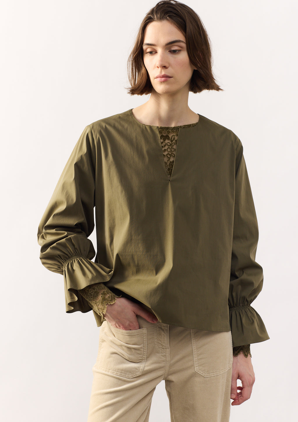 COTTON SHIRT KIKO - DARK MOSS