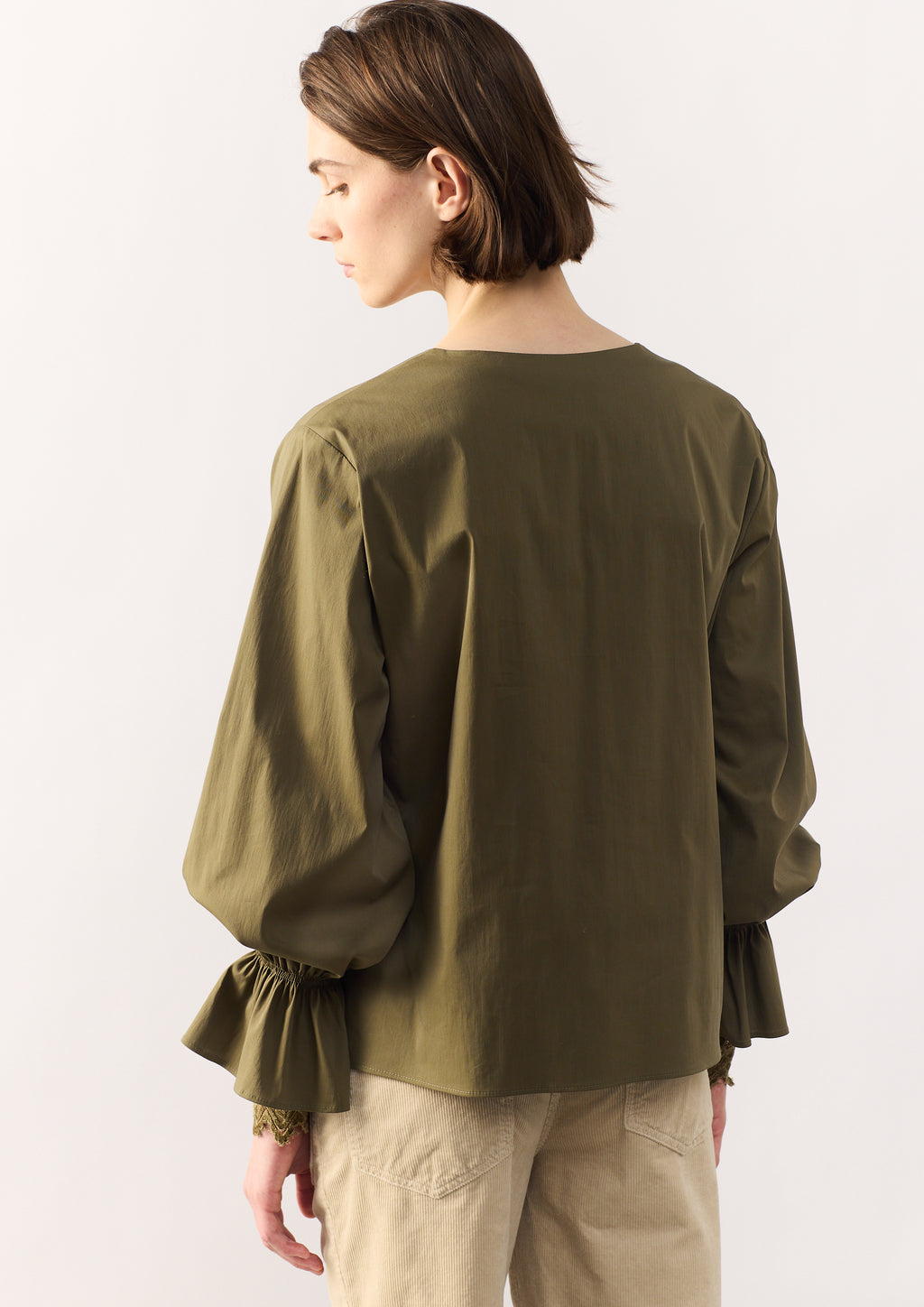 COTTON SHIRT KIKO - DARK MOSS