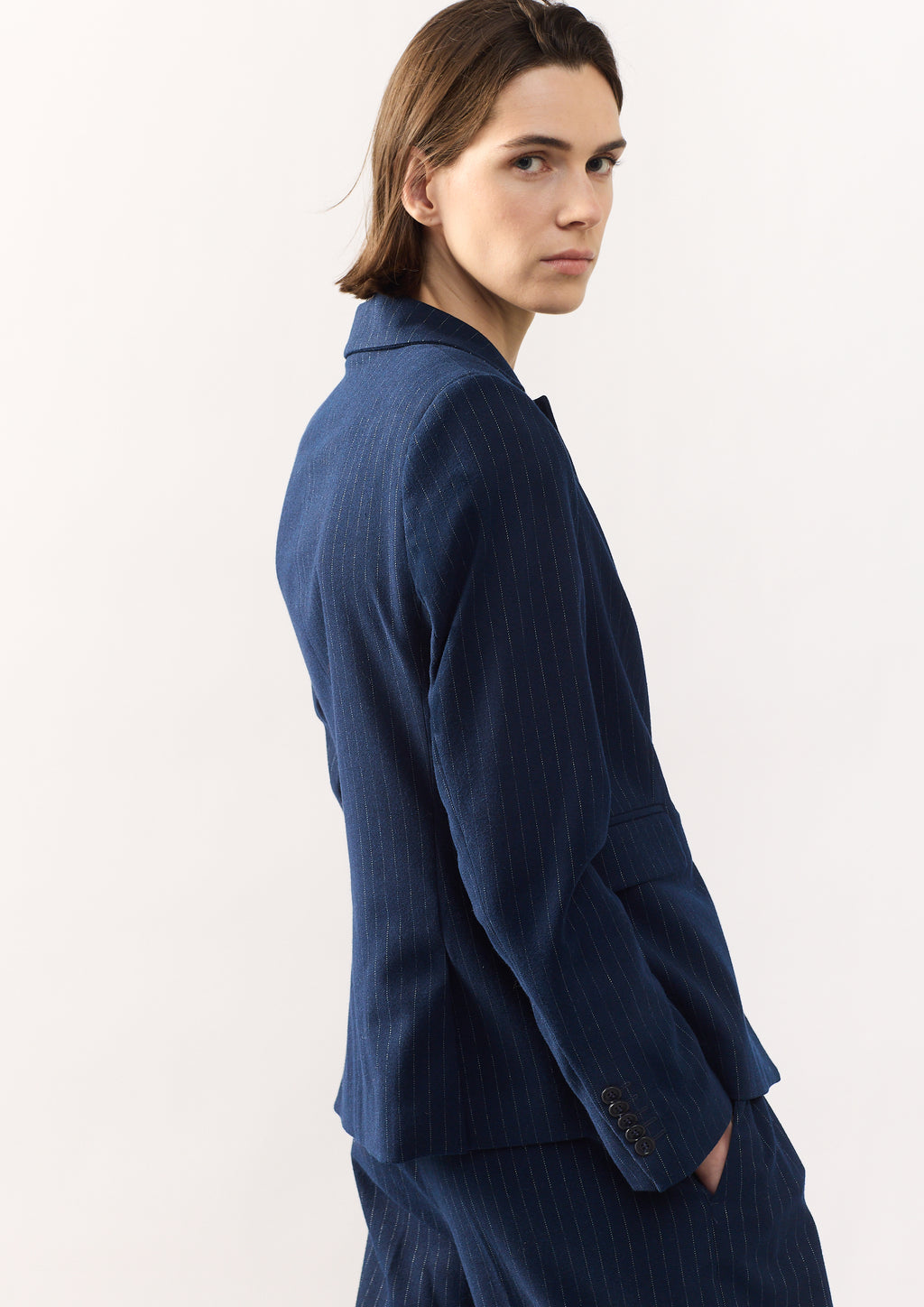 JACKET ASTRID - PINSTRIPE NAVY