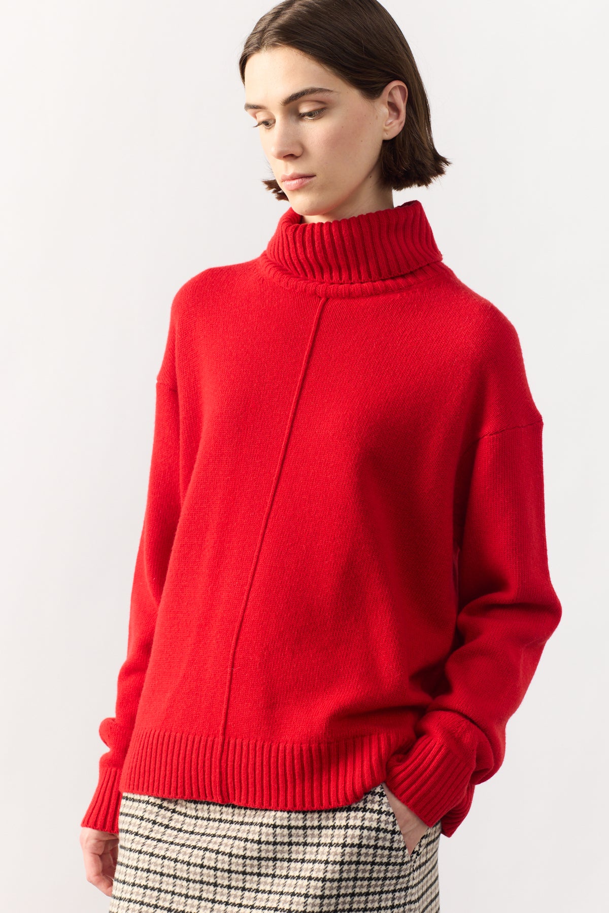 WOOL CAHSMERE PULL NIGORI - RED