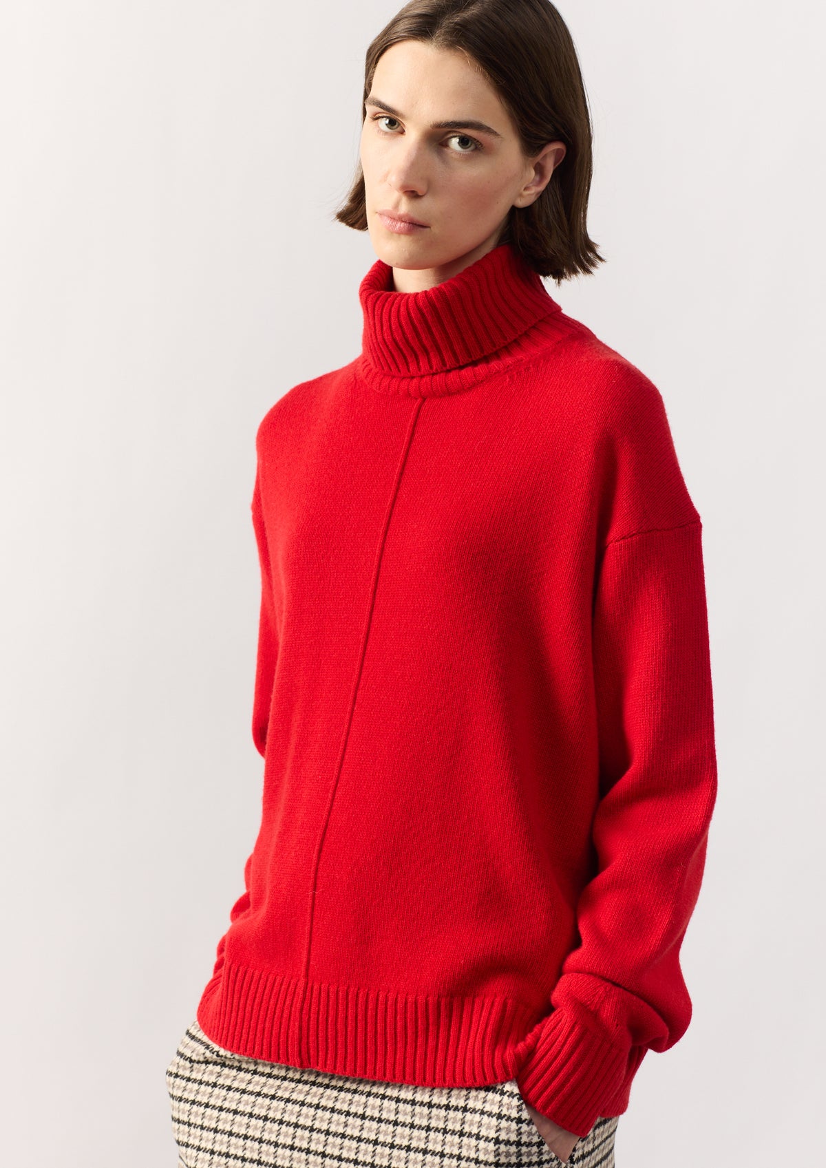 WOOL CAHSMERE PULL NIGORI - RED