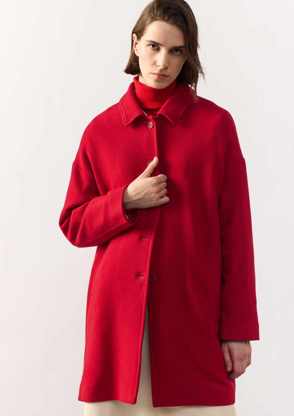 WOOL COAT AMOR - RED - COATS - SCAPA FASHION - SCAPA OFFICIAL