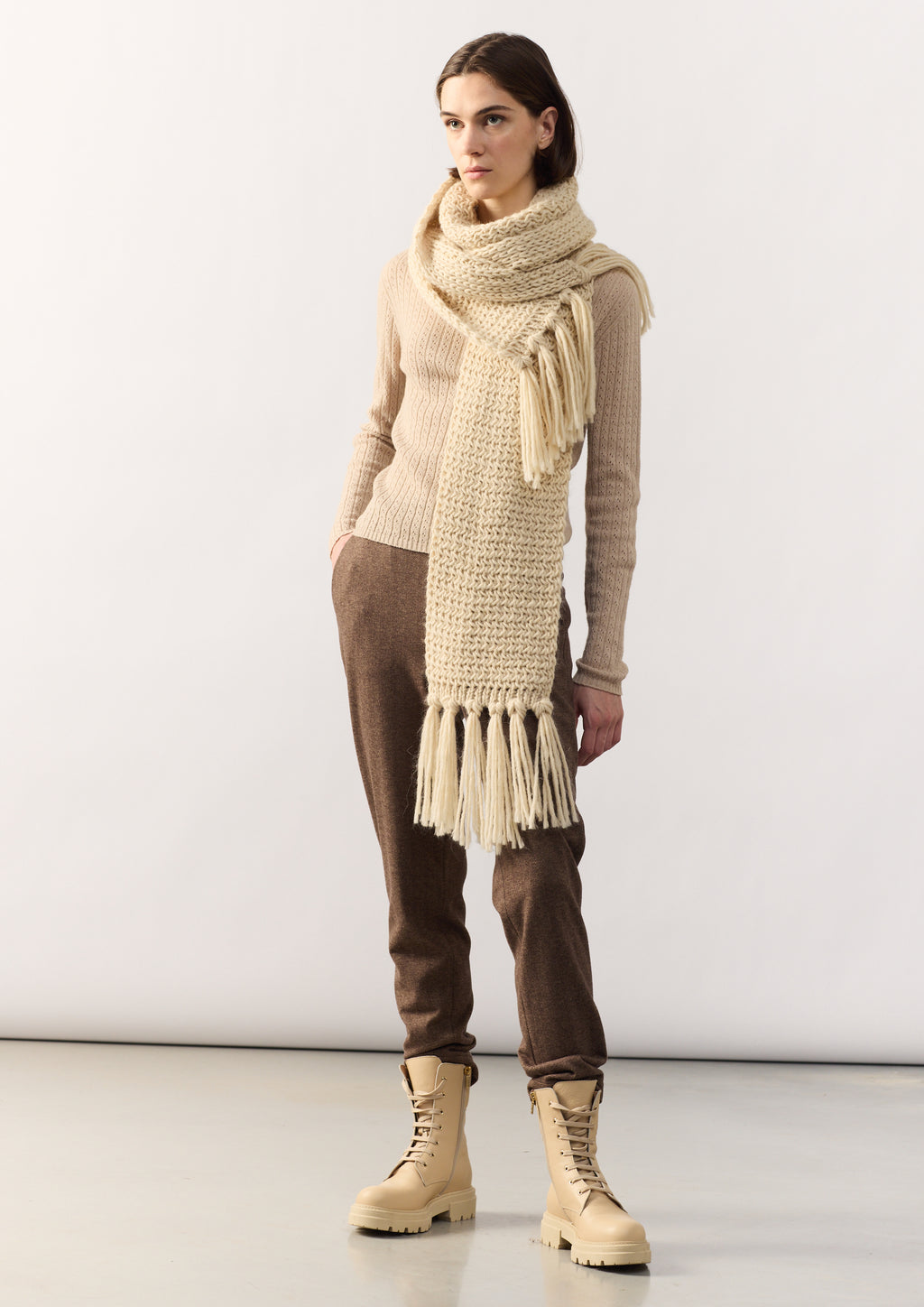 SCARF LIME - OFF WHITE