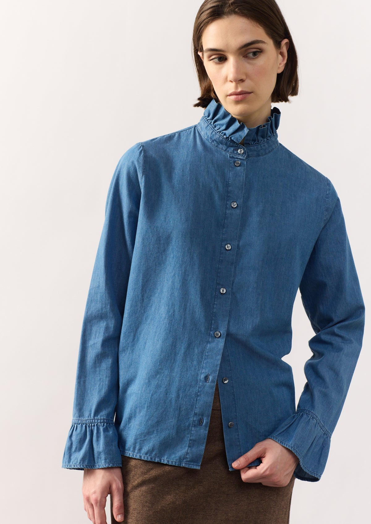 COTTON SHIRT RAKU - DENIM BLUE - SHIRTS - SCAPA FASHION - SCAPA OFFICIAL