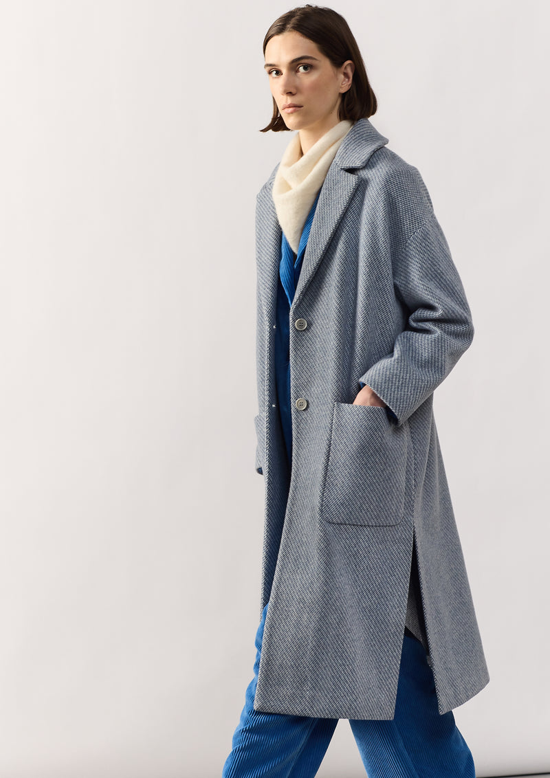 WOOL COAT PATS - DENIM BLUE PATTERN