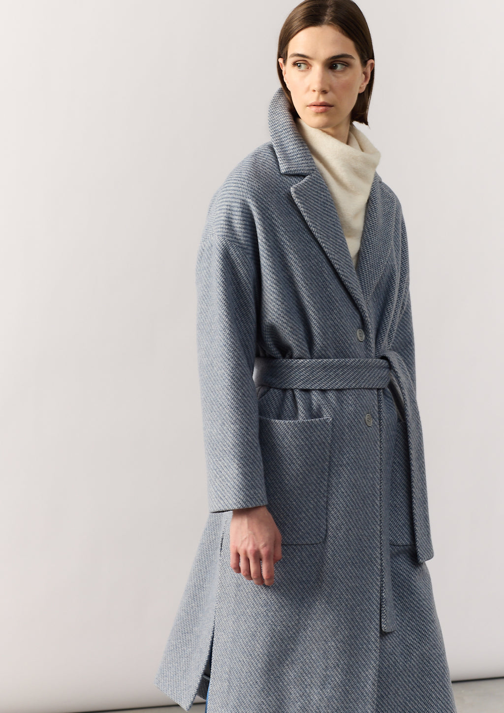 WOOL COAT PATS - DENIM BLUE PATTERN
