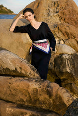 "WITH LOVE SCAPA"- LOGO SILK STRIPED SCARF STRIPE - ACCESSOIRES - SCAPA FASHION - SCAPA OFFICIAL