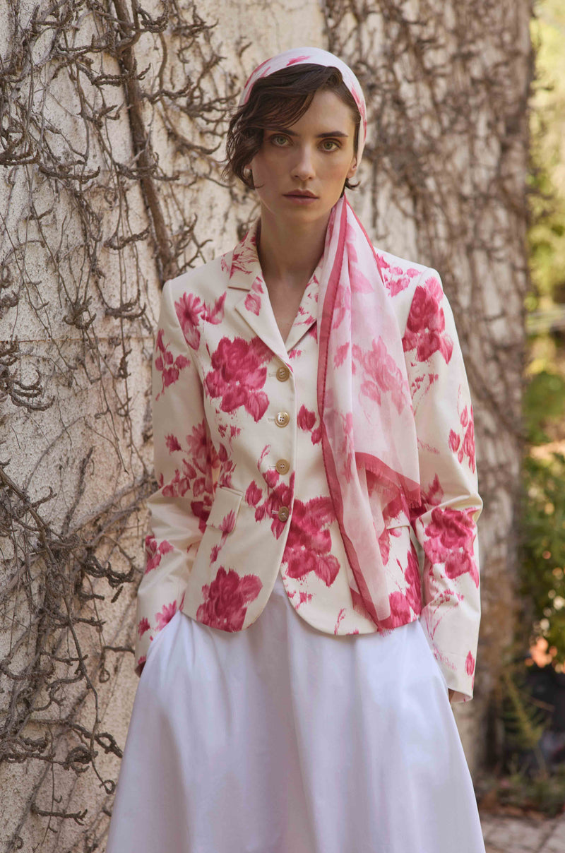 "WITH LOVE SCAPA"-LOGO  FLORAL SCARF VIRGINIE - ACCESSOIRES - SCAPA FASHION - SCAPA OFFICIAL