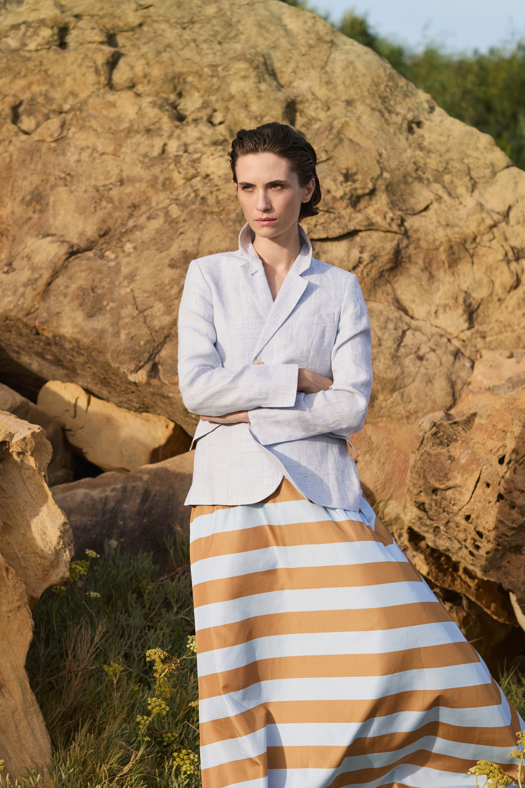 BLUE ITALIAN LINEN JACKET HAYWORTH - JACKETS - SCAPA FASHION - SCAPA OFFICIAL