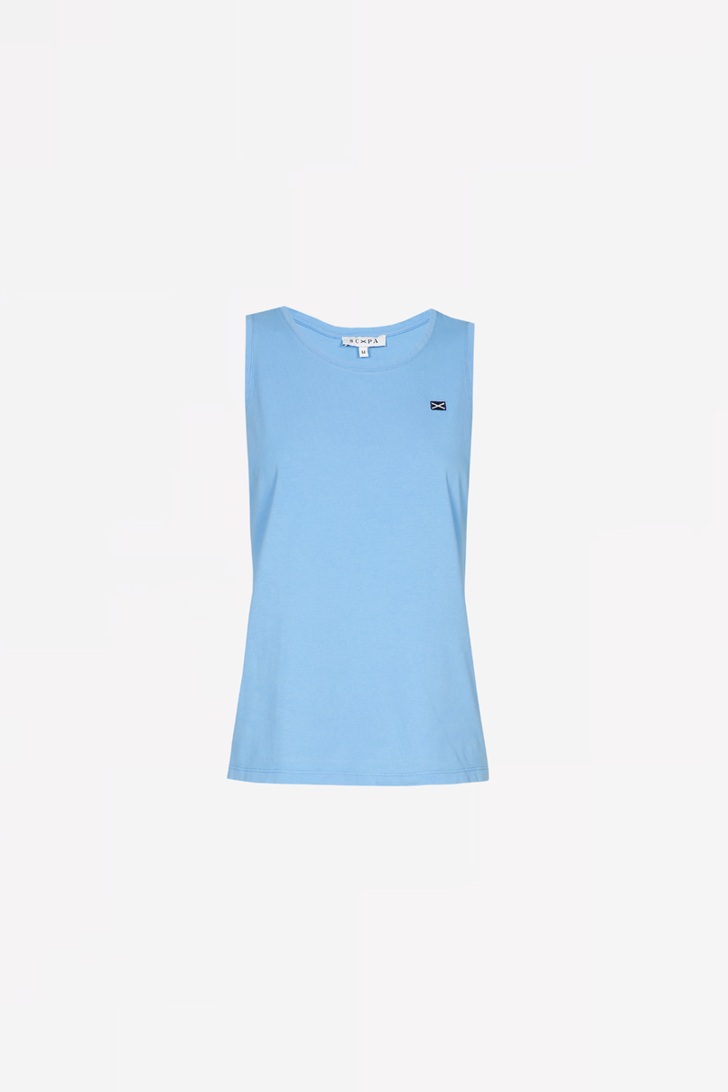 SLEEVELESS COTTON SHIRT GAUTAMA - BLUE AND NAVY