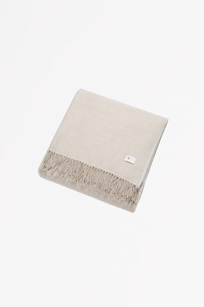 Langdale Throw herringbone Cashmere/Merino wool  - Oatmeal