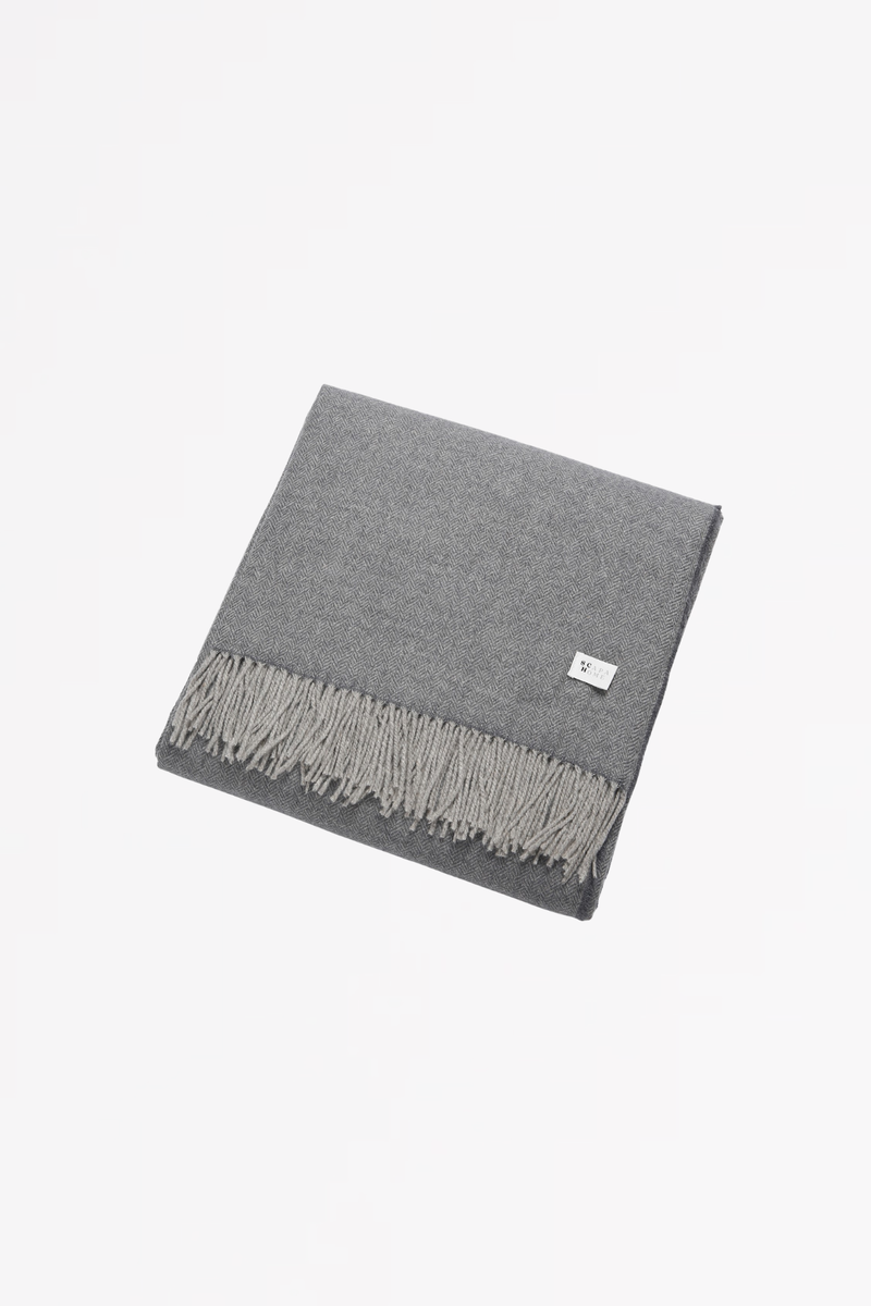 Langdale Throw herringbone Cashmere/Merino wool  - Slate Grey